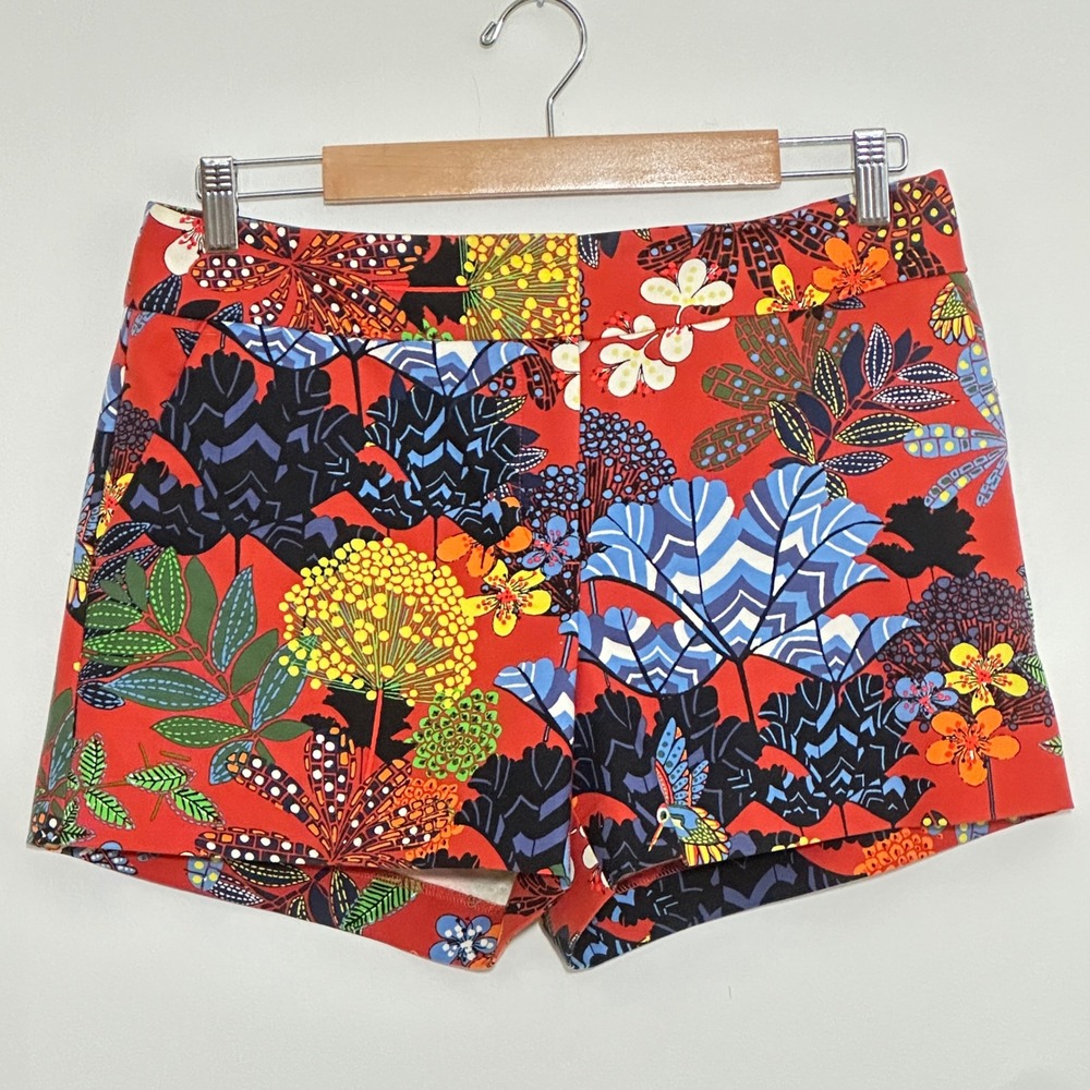 LOFT Riviera Shorts Women 6 Red Tropical Floral Jungle Retro Mod Dopamone Resort